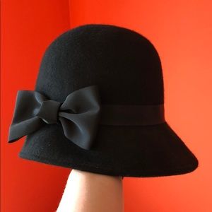 Kate Spade Black Felt Cloche Hat